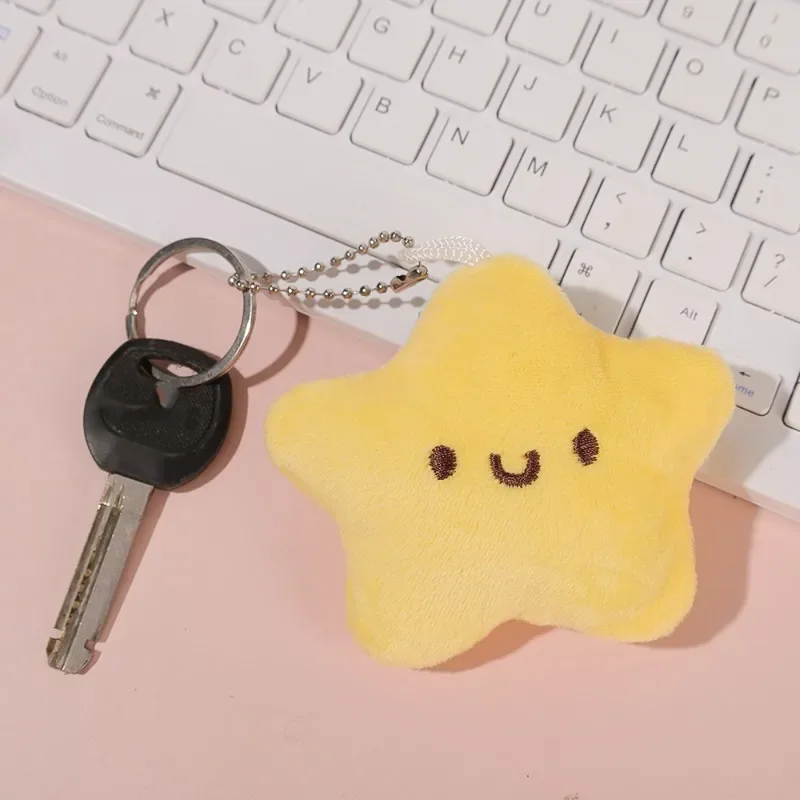 Cute Stars Plush Toy Keychain Girls Fluffy Soft Cute Backpack Bag Pendant Practical Mini Yellow Keychain Charms Keychains Gifts