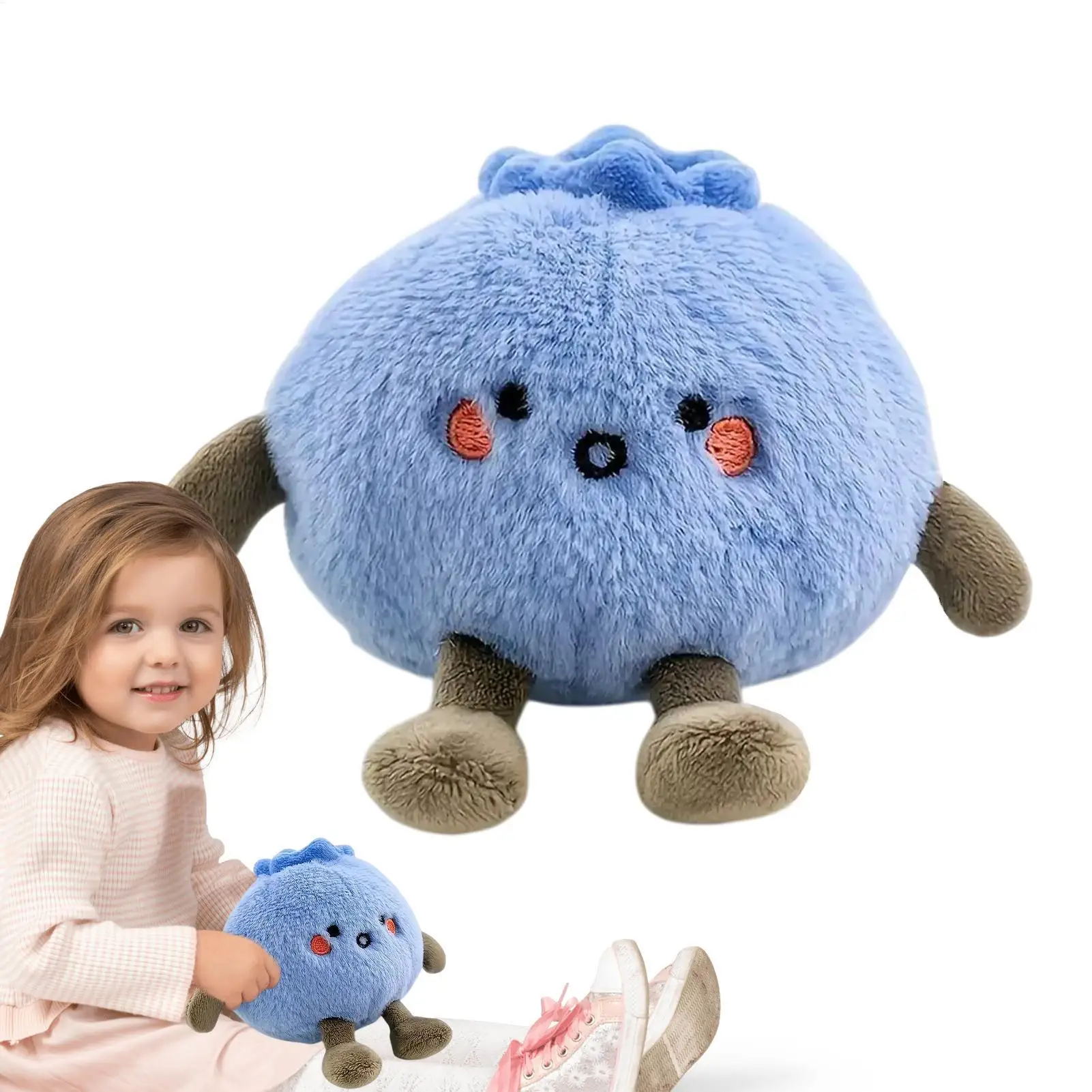 Blueberry Plush Soft Cartoon Doll 4 Inch Cute Accompanying Plush Toy Funny Home Decoration Hugging Doll for Kids Adults