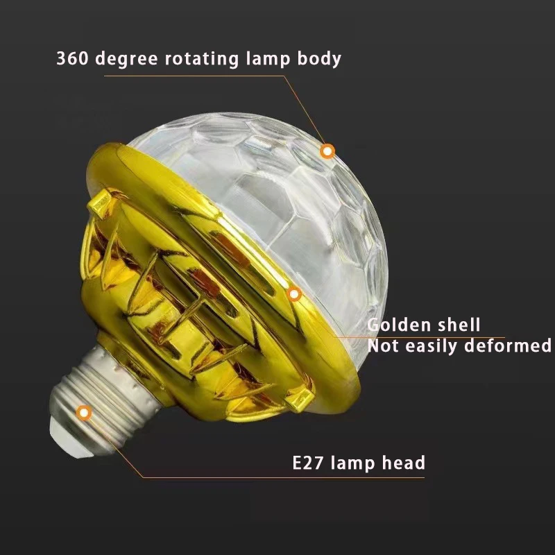 Cross border LED emas enam manik-manik, bola ajaib memantul Di panggung DJ warna-warni suasana berputar
