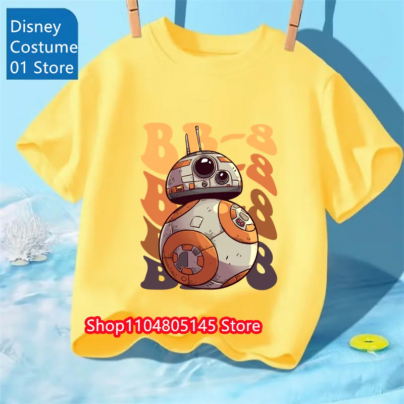 

Disney Stars Wars Kawaii Print Cotton T Shirt for Kids Boy 3-14Y Short Anime Tops Pride Tshirt Y2k One Piece Girls Clothes