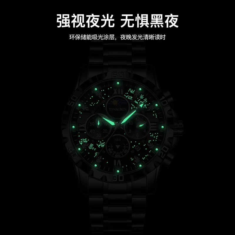 New* Swiss Men’s Automatic Quartz Watch, Waterproof, Luminous Dial, Date Display, Luxury Timepiece