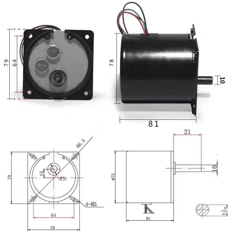 Imagem -05 - Micro Máquina de Velocidade Lenta Motor Síncrono de Ímã Permanente Motor Pequeno Direção Ajustável ca 220v 60w 80ktyz