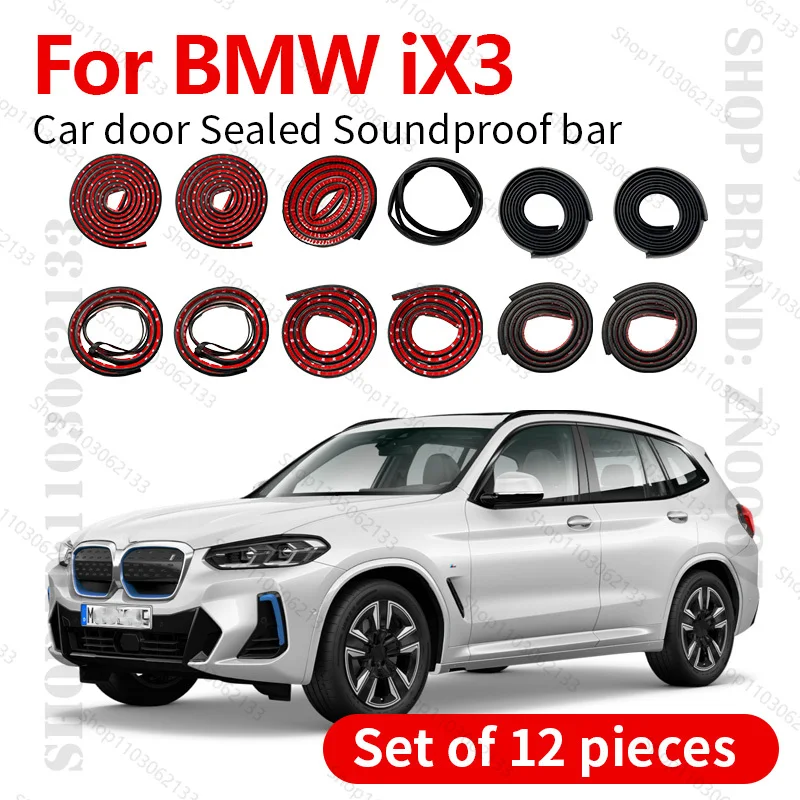 

For 2020-2025 BMW iX3 Car Door Seal Strip Rubber Double Layer Sealing Protector Soundproof Strip Dustproof Seal Strip 12PCS Set