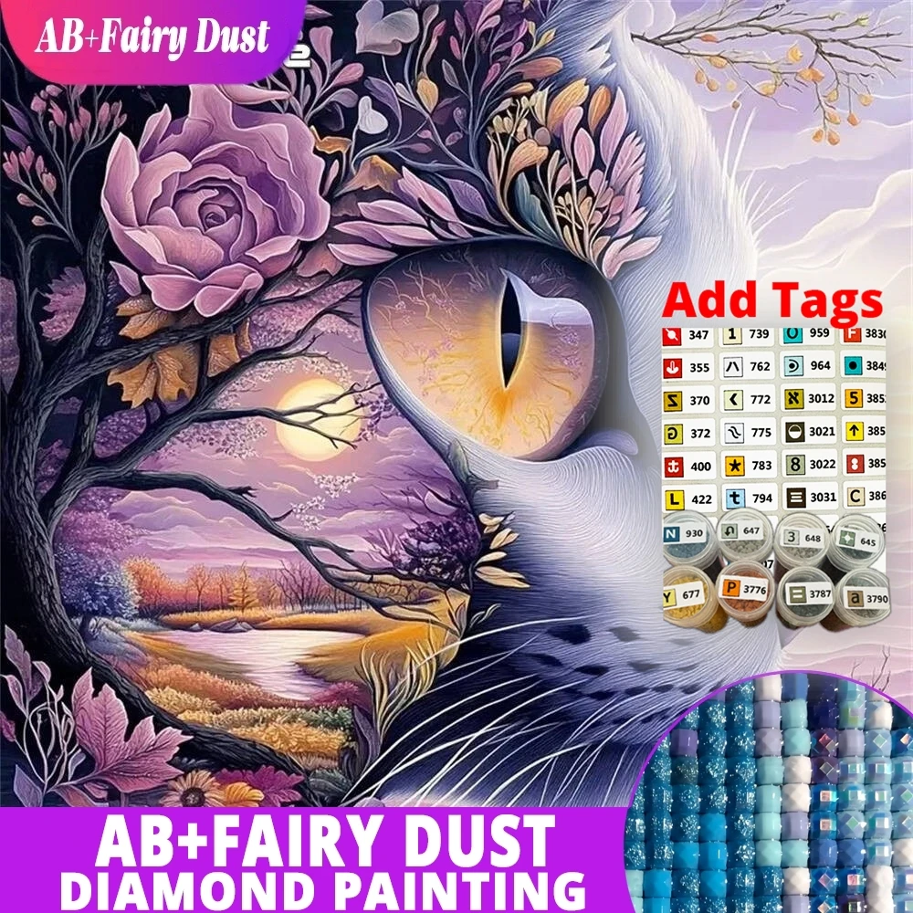 

AB Fairy Dust DMC stickers Cat Diamond Embroidery Animal Mosaic Tree New Arrival Kits DIY Sunset Diamond Painting Flower Decor F