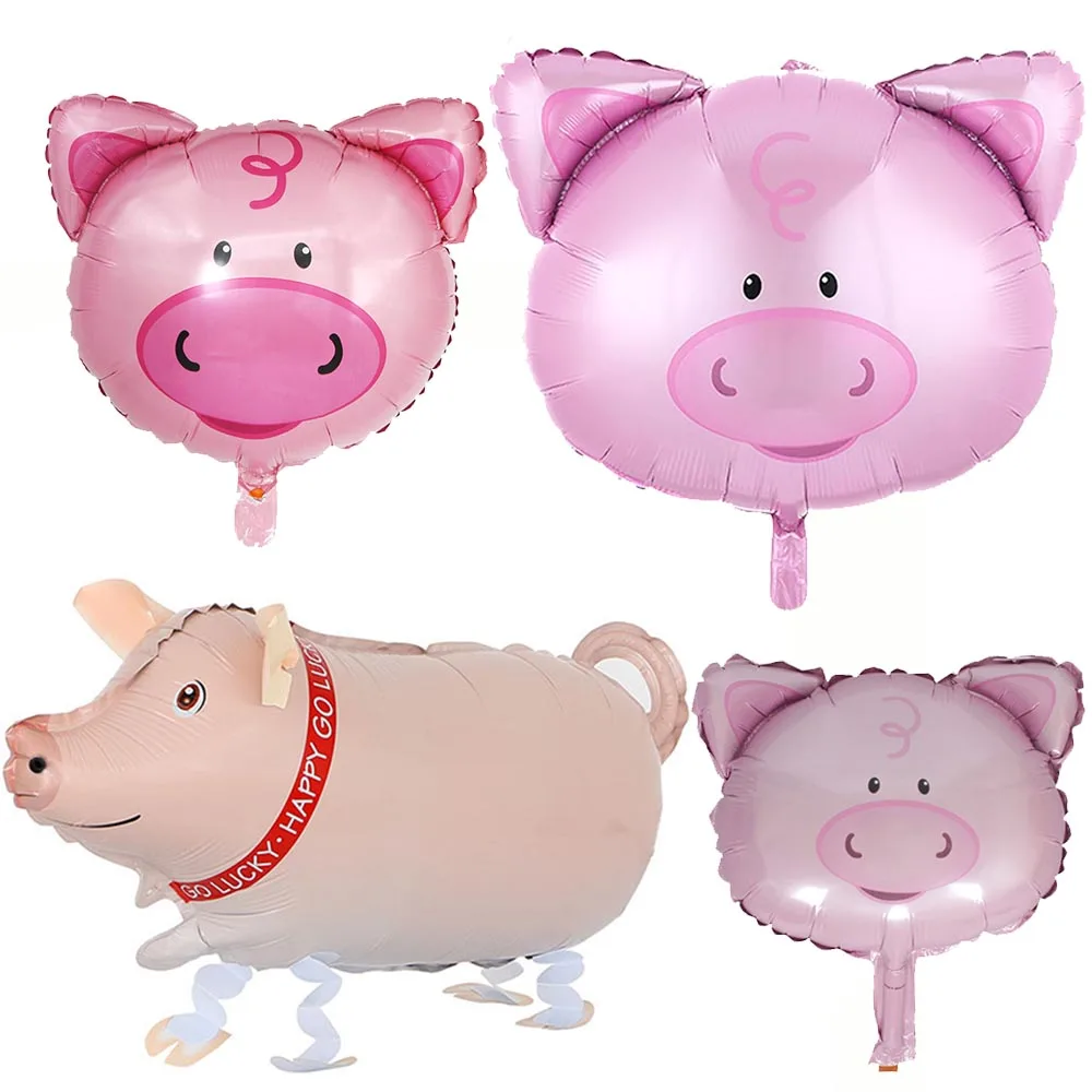 1pc Animal Pig Foil Balloon Pink Pig Shaped Foil Mylar Balloons for Baby Shower Farm Animals Theme Birthday Party Supplies Decor