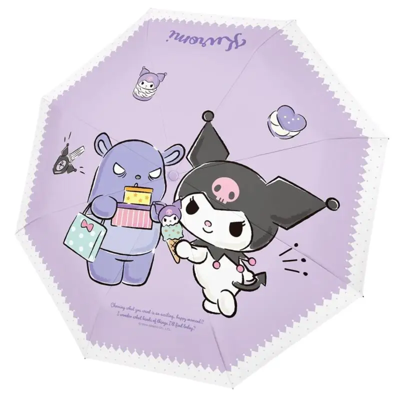 

Популярный зонт Sanrio Kuromi Kawaii, милый модный зонт в стиле аниме для поездок на работу, студенческие путешествия, удобный автоматический зонт для переноски, новый