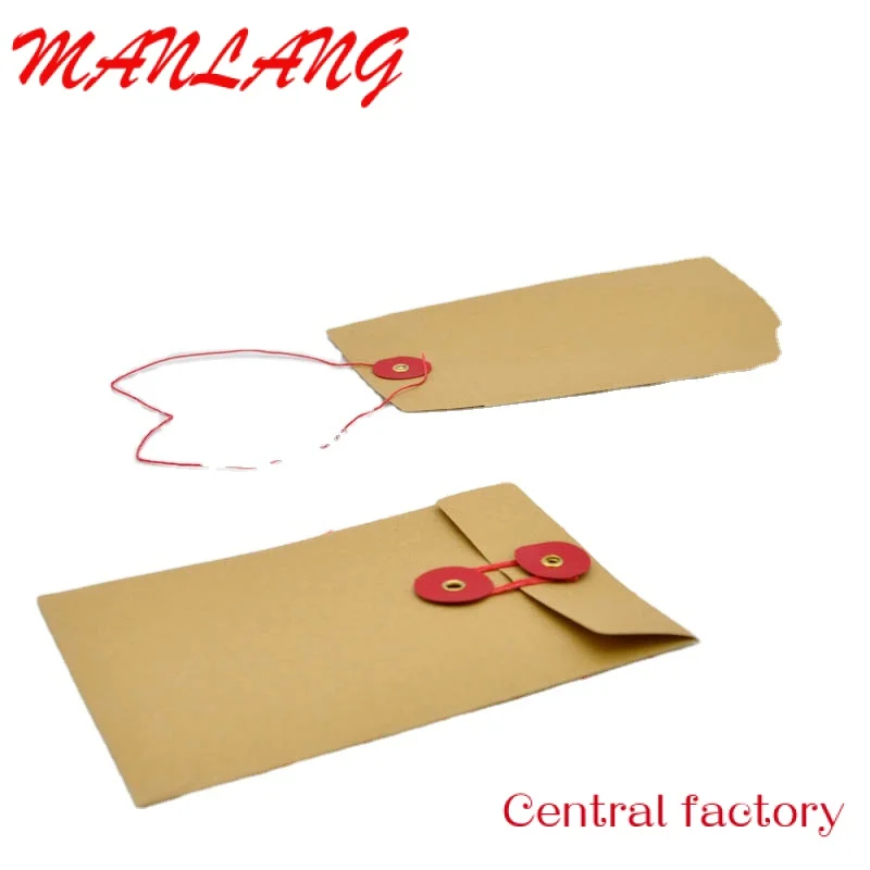 Custom  Envelope with String Brown Kraft Paper Envelop Paper Document Bag