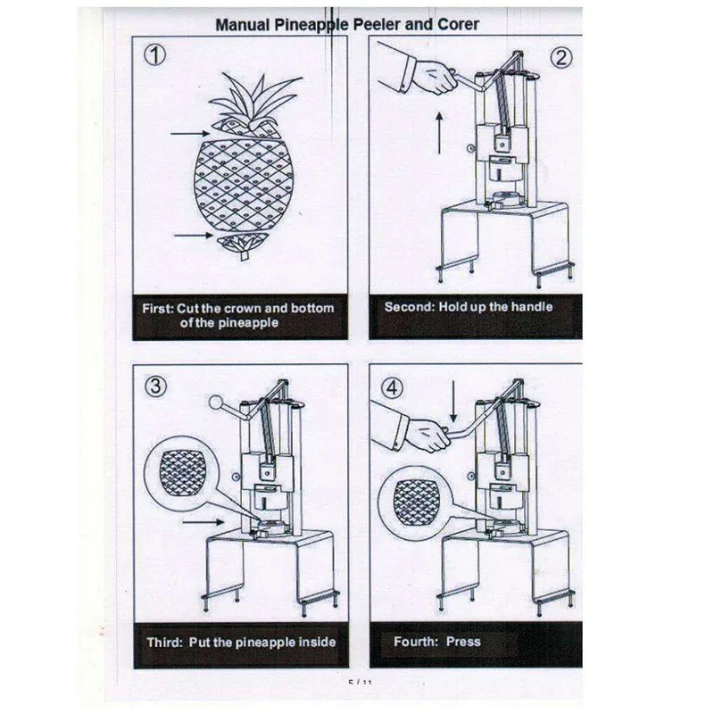 304 stainless steel Manual stainless steel pineapple peeling and coring machine HXP-1 Fruit peeling and coring machine