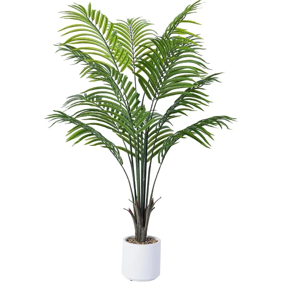 

Artificial Areca Palm Tree 5FT Fake Potted Plant Faux Silk Tropical Areca Palm with 15 Trunks Real Bark Design Large Artificial