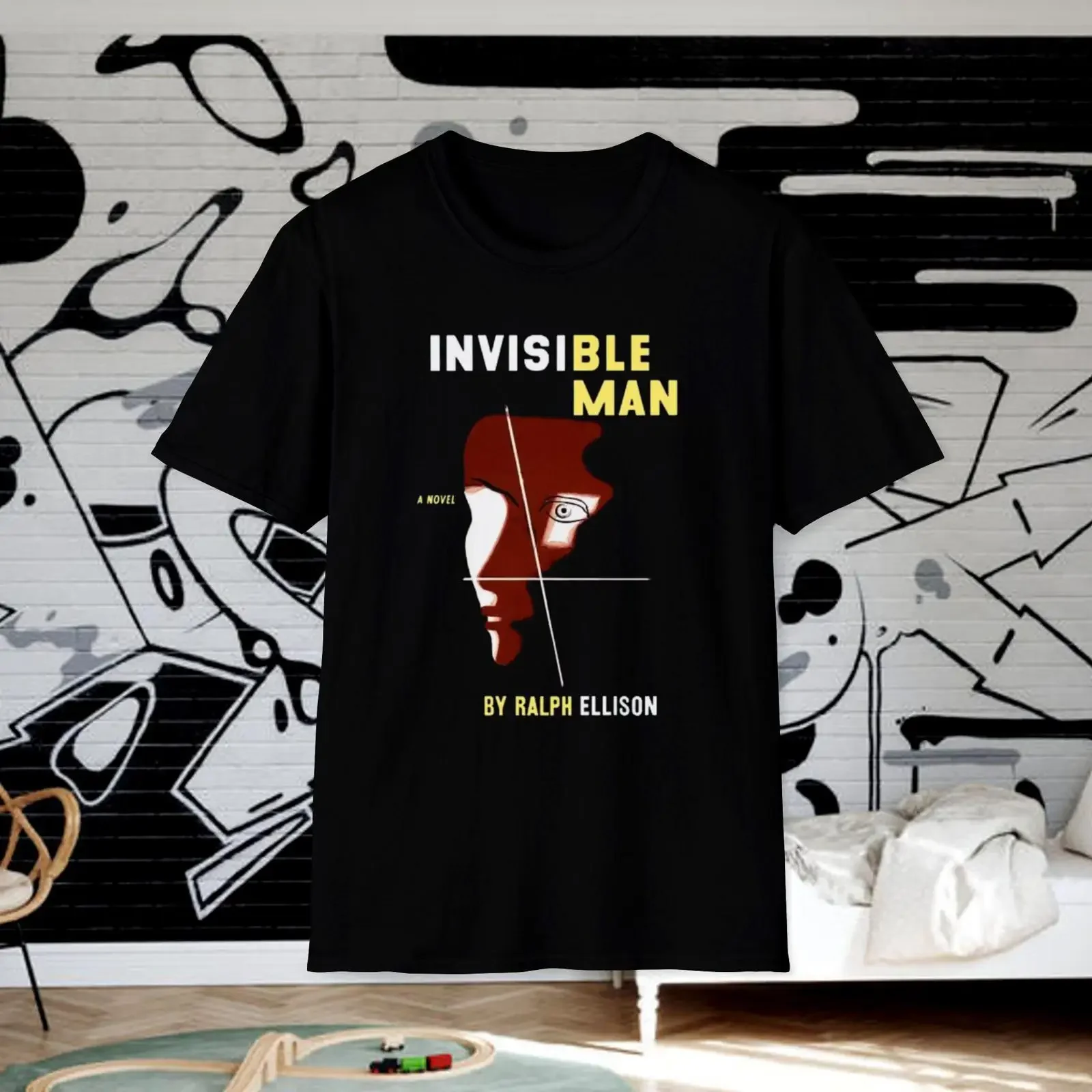 Invisible Man Ralph Ellison Novel Cover T shirt Classic Black Literature Book Culture  vintage Washed streetwear Stylish Casual