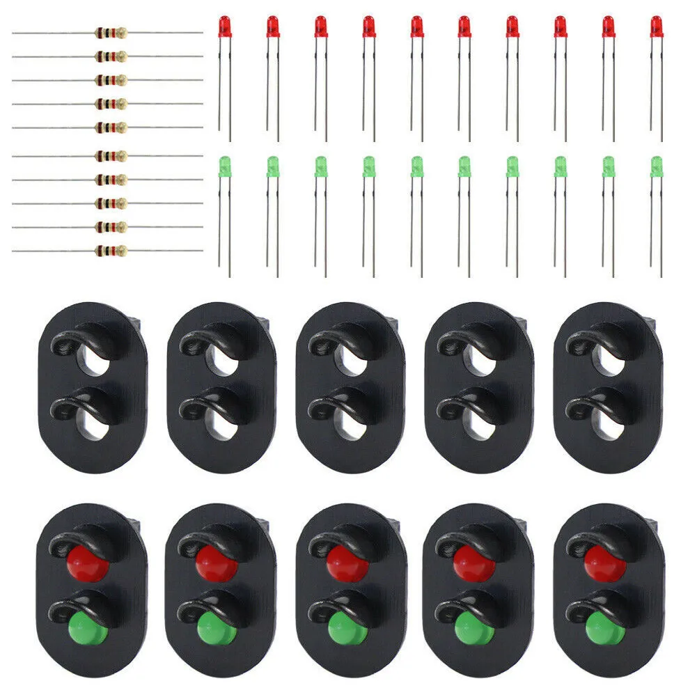 10pcs Signal Heads With 3mm LEDs For Railway Signal HO Or OO Scale Building Construction Toys Model Garden Accessories