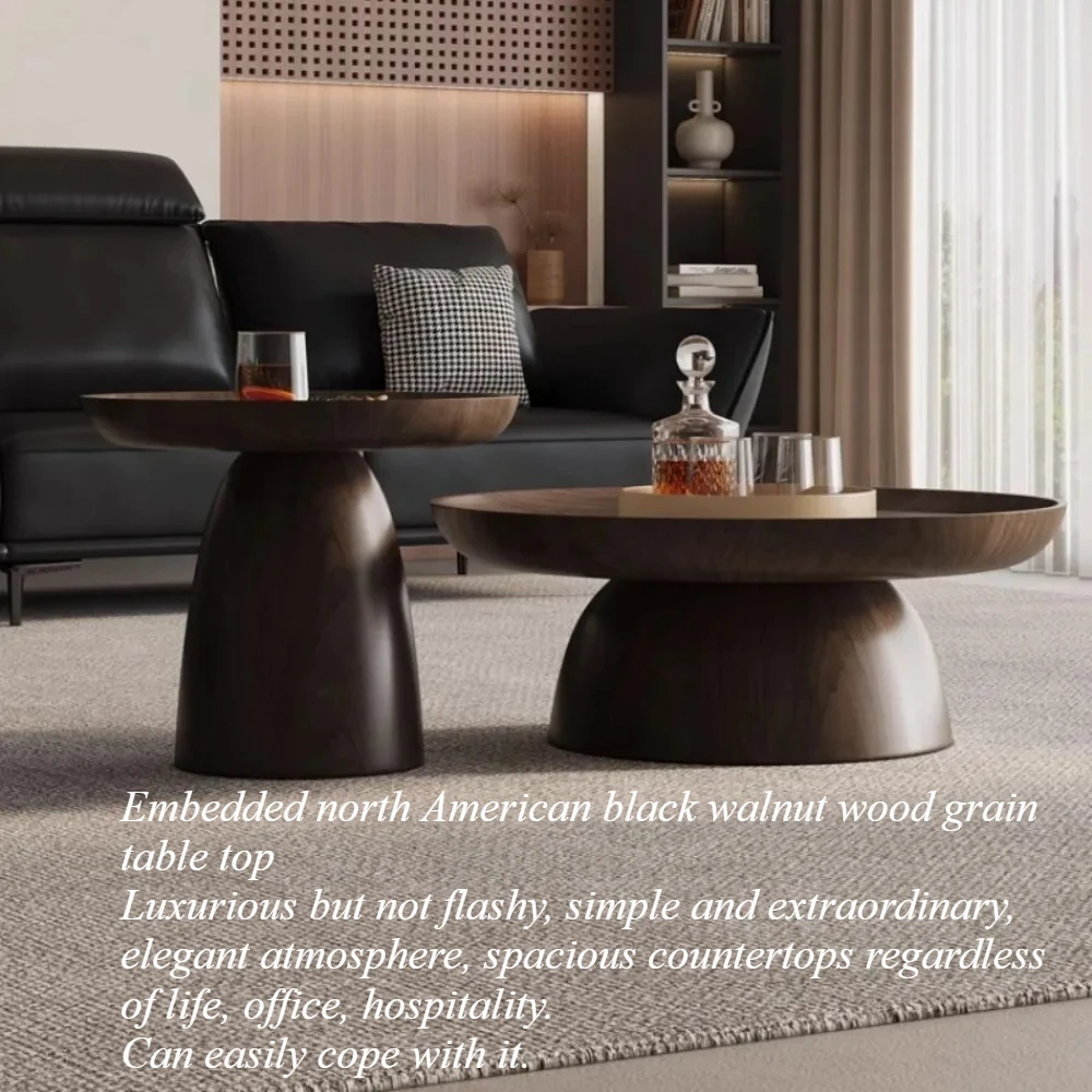 Round Creative Coffee Table Black Walnut Wood Combination Design Coffee Table Built in Design Minimalist furniture accessories