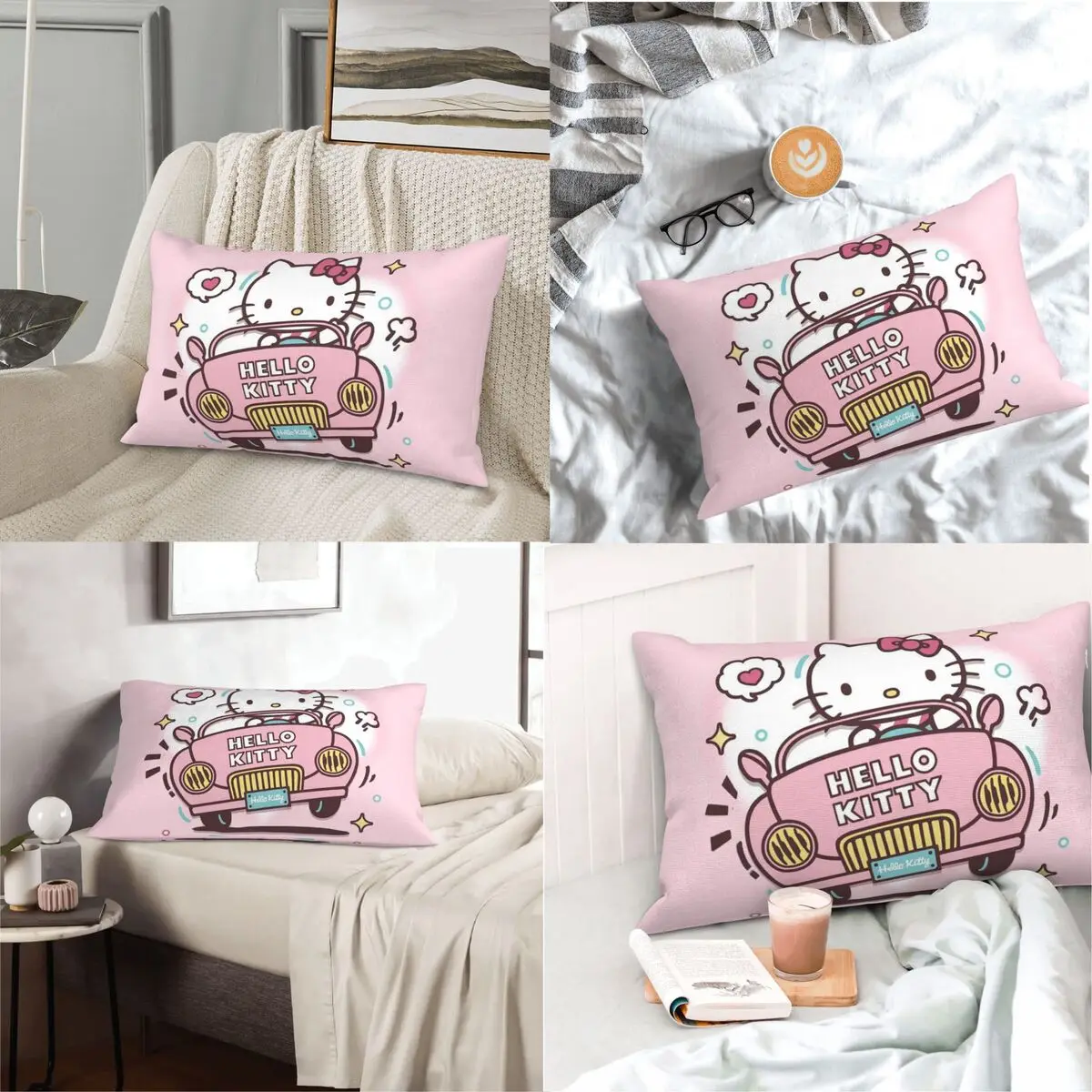 Hello Kitty Pillowcase Bedding For Kids Reversible Double-Sided Boys Girls Super Beddings Gift Throw Pillow Covers Cushion Cases