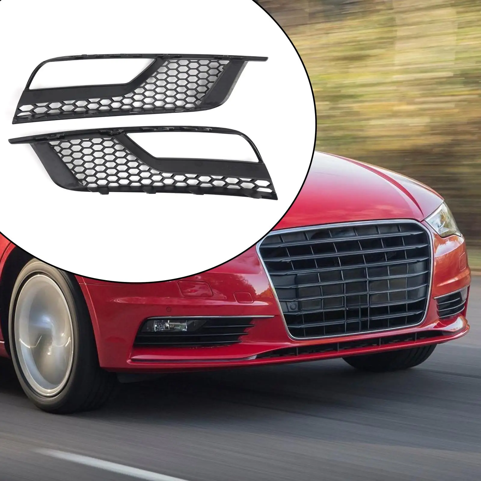 

Car Front Fog Light Cover Grille Replace Parts 8V5807681A 8V5807682A Easy to Install for A3 8V Auto Accessories