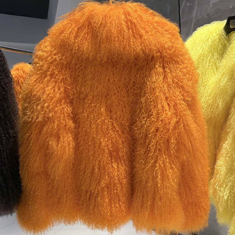 YOLOAgain 2025 Winter Warm Women's Real Mongolia Sheep Fur Jacket Plus Size 8XL Sheep Fur Coat
