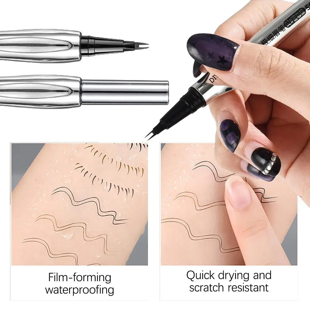 Ultra-fine 2 Fork Tip Liquid Eyebrow Pencil Eyeliner Eyelash Makeup Quick Lasting Cosmetic Pen Lower Brows Drying Pen Water Y6K1