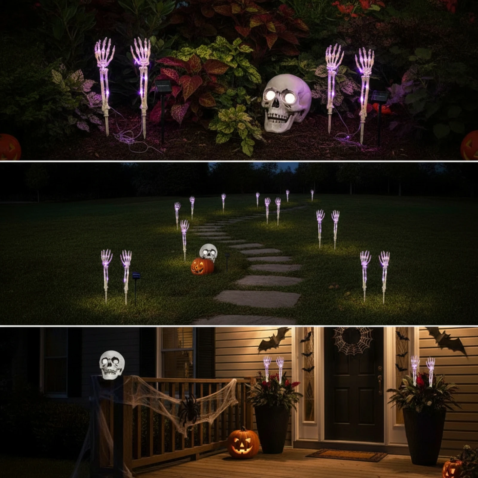 Skull Light with Ground Stake Spooky Skeleton Hand Candle Stake Lights Skeleton Hand Light Outdoor for Yard, Garden - view 5