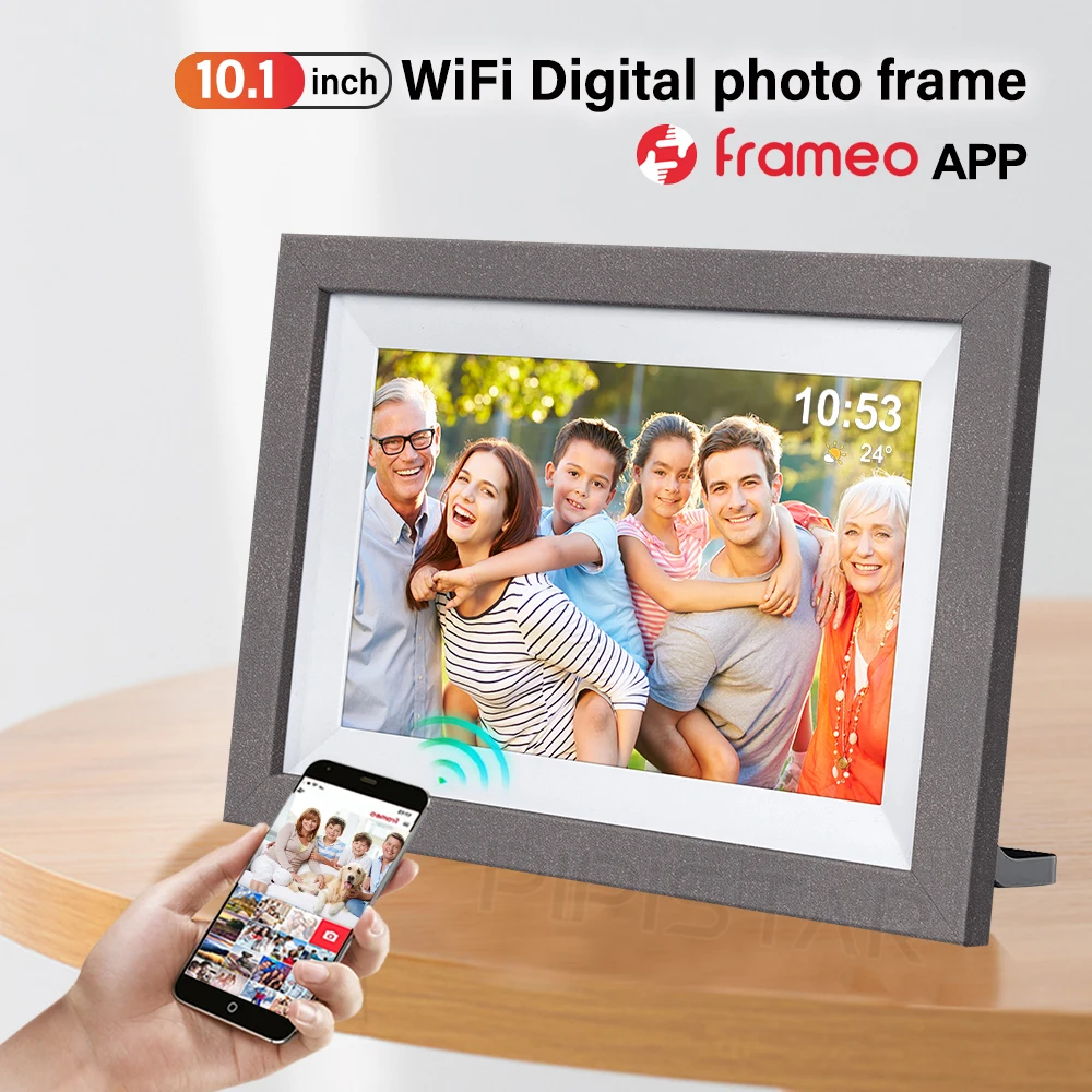 

Frameo 10.1-inch digital photo frame intelligent WiFi digital photo frame, 1280x800 IPS touch screen high-definition,32GB memory