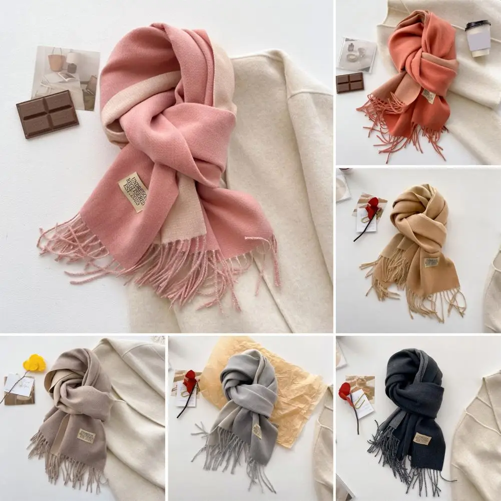 

Soft Scarf Double-sided Solid Color Unisex Scarf with Tassel Soft Warm Winter Fashion Accessory for Weather Comfort Winter Scarf