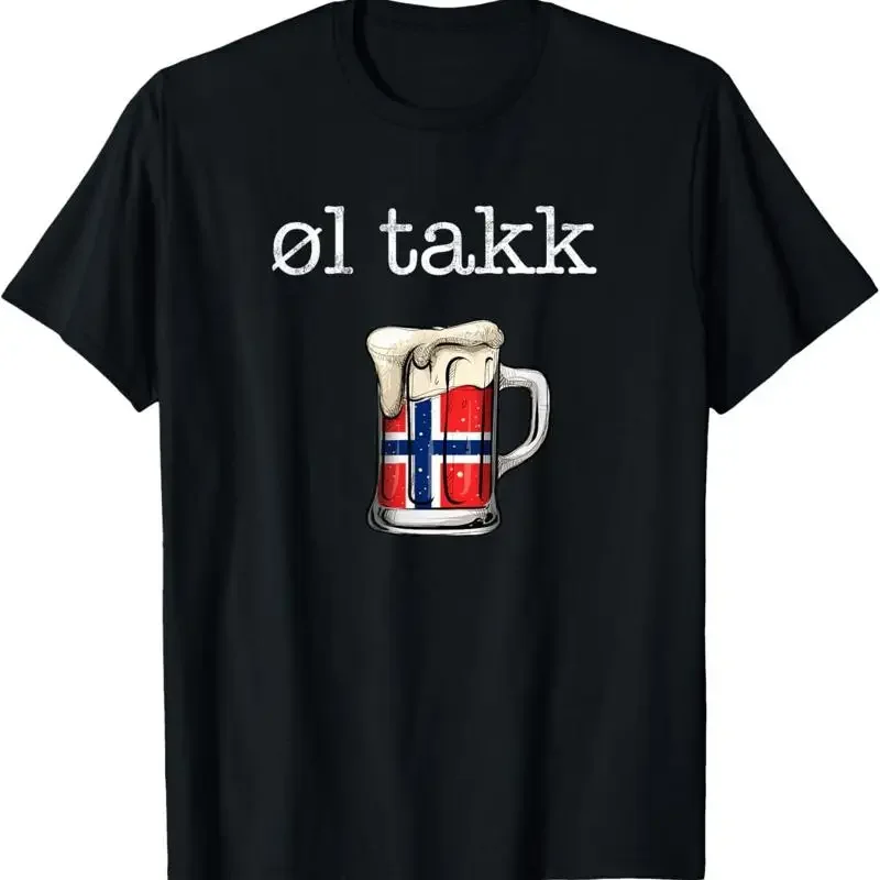 Camiseta divertida noruega con diseño de cerveza noruega, por favor, Ol Takk, Noruega