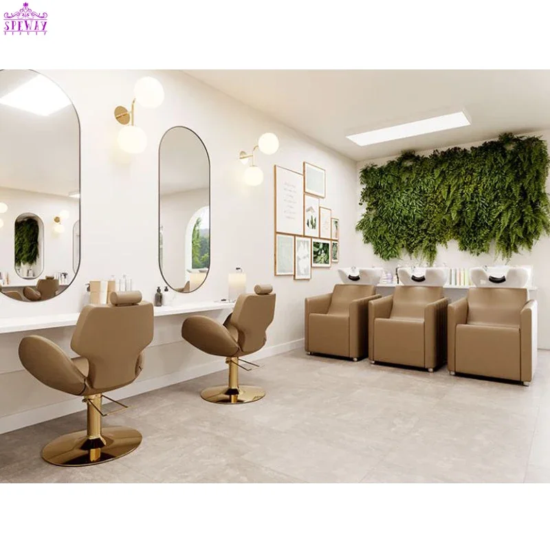 2024 most popular brown salon furniture beauty salon equipment Hairdressing Hydraulic Recliner Lift Down Barber Chairs