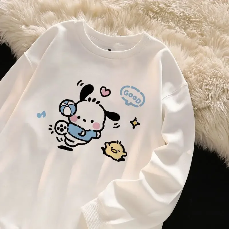 Sanrio Kawaii Pochacco Sweatshirt Children Cartoon Cute Printing Loose Pullover Student Fashion Casual Anime Top Gift for Kids