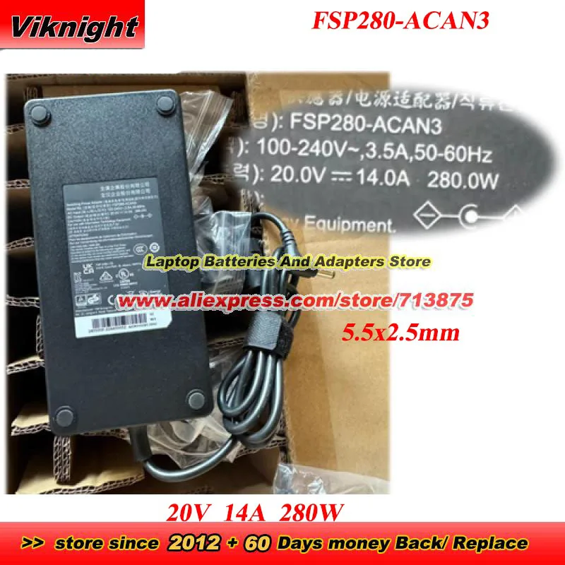 

FSP280-ACAN3 AC Adapter 20V 14A 280W Power Supply with 5.5x2.5mm tip Laptop Power Adapter