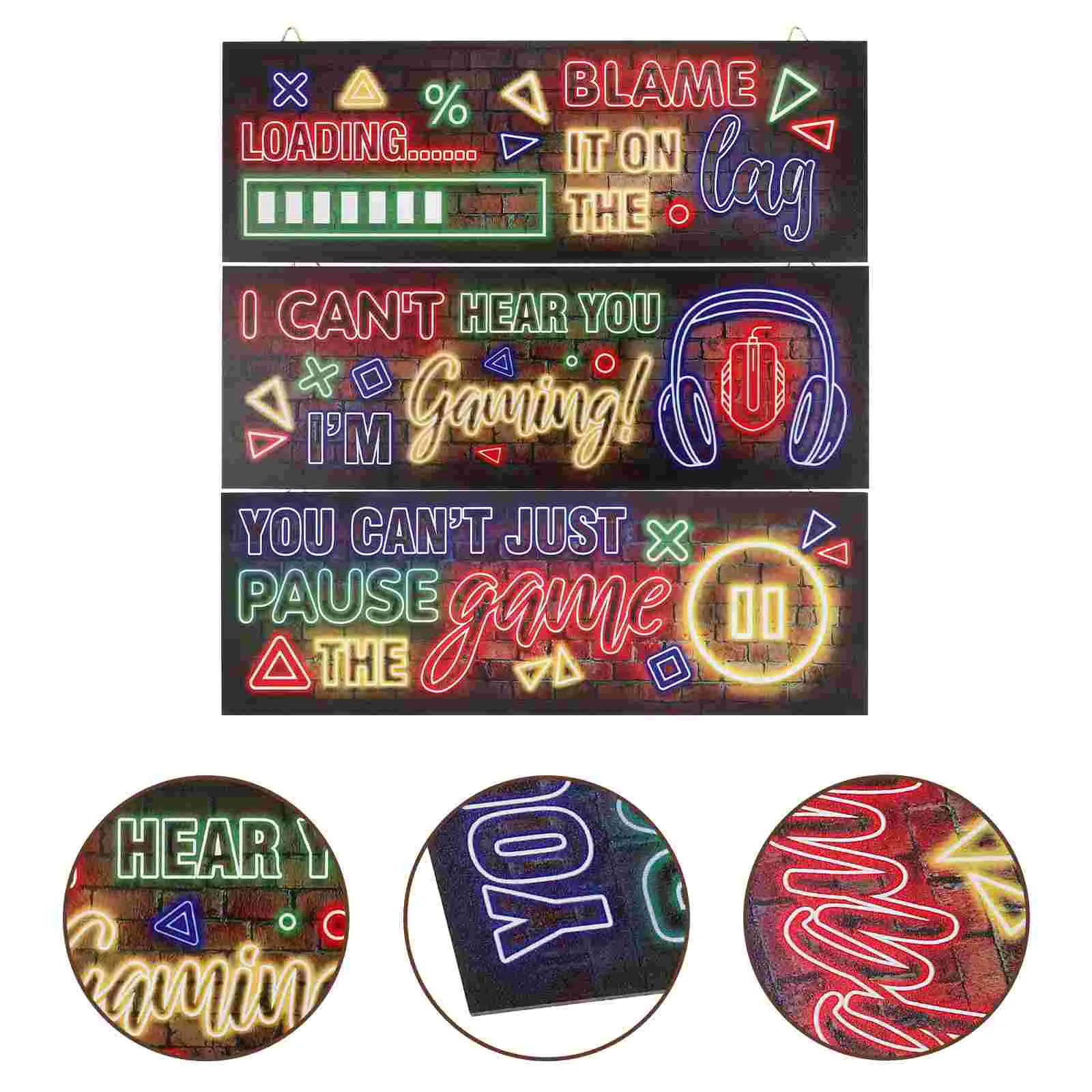 

3 Pcs Game Decoration Boys Room Wall Gamer Signs for Kids Gaming Stuff Accessories