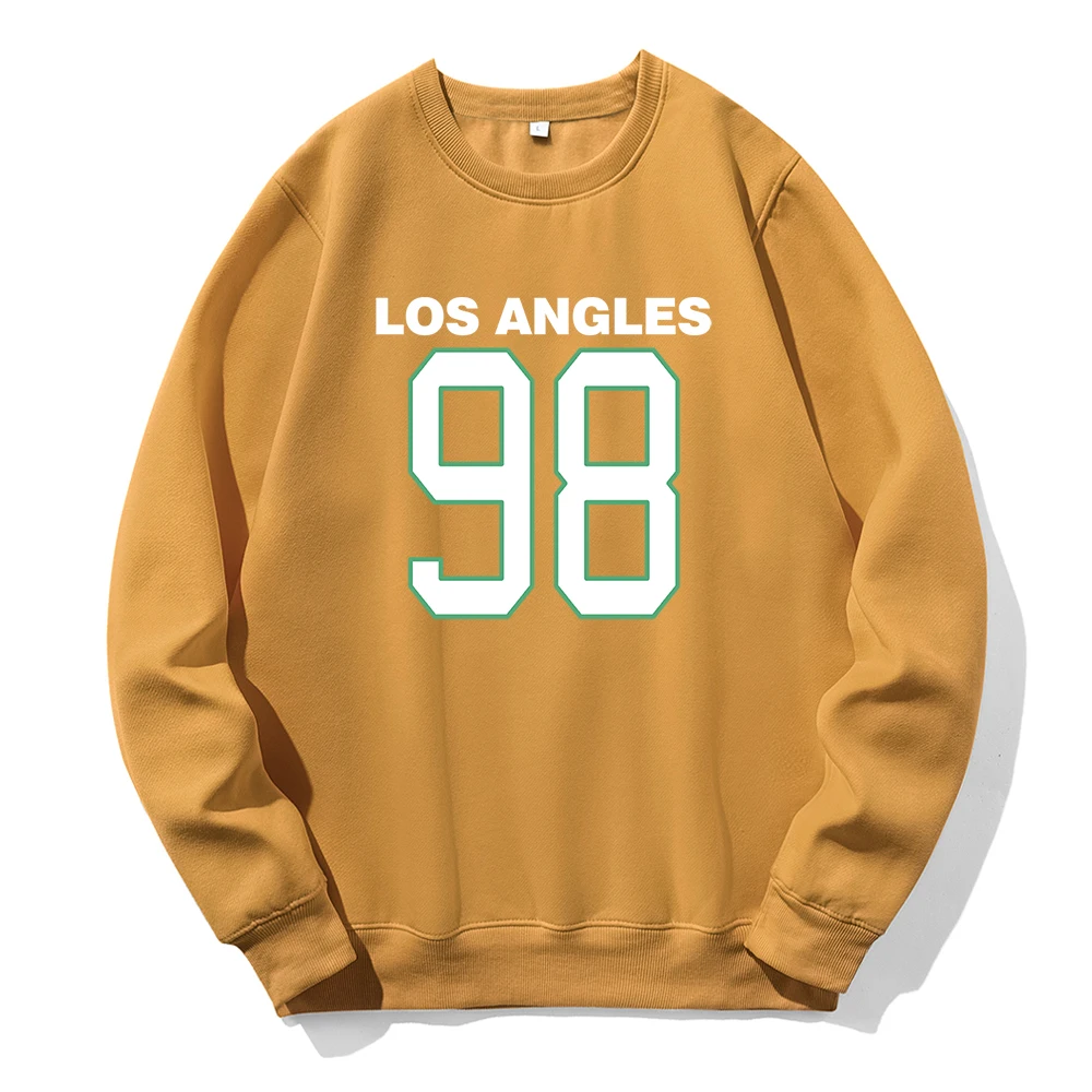 Los Angles 98 Printing Man Hooded Fashion Novelty Warm Sportswear Trend Sports Crew Neck Hoody Retro Casual Fleece Sweatshirt