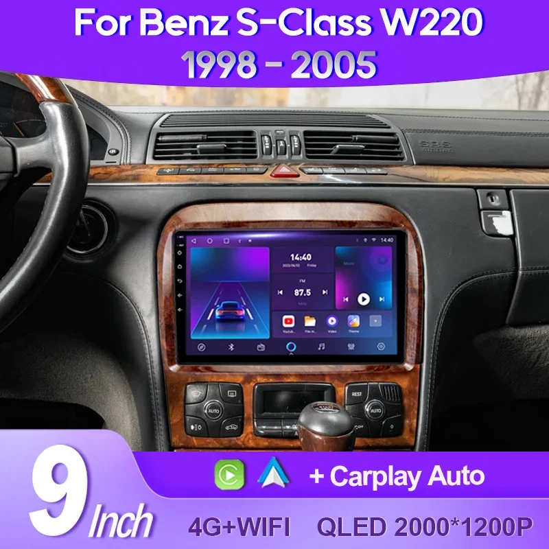 QSZN For Benz S-Class W220 1998 - 2005 2K QLED Android 13 Car Radio Multimedia Video Player GPS AI Voice CarPlay Head Unit 4G