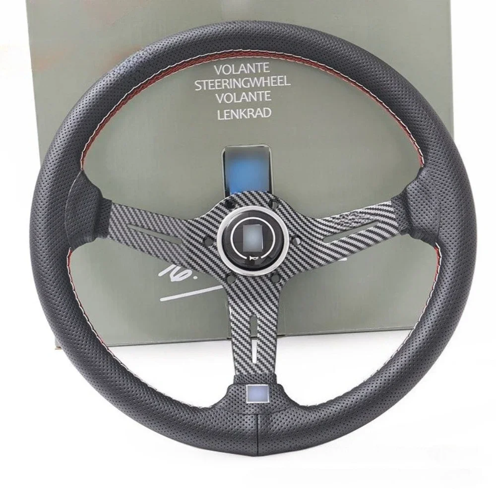 

14 Inch 350MM Car Universal Concave Water Transfer Printing Carbon Fiber Steering Wheel Quick Release Steering Wheel