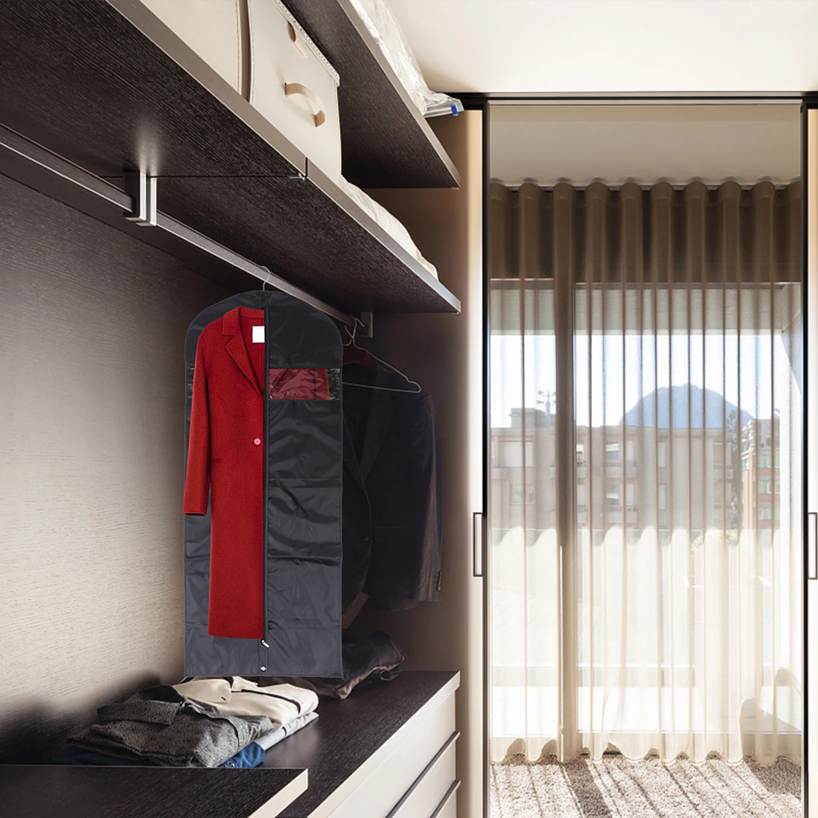 

1 pc Folding Protective Clothes Cover Bag Dustproof Suit Bag For Household Travel Storage Waterproof Oxford Cloth Reusable