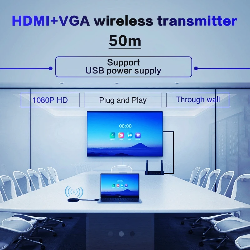 hdmi to vga wireless transmitter and receiver switch converter 3.5mm audio separator Screen projection extender wifi pc to tv