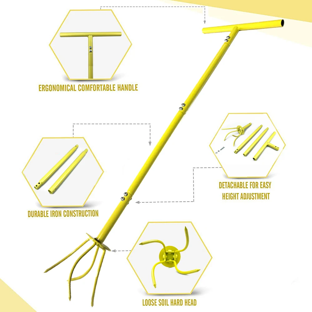 Imagem -05 - Manual de Ferramenta Cultivador Rotativo do Solo do Jardim Escarificador com Lâmina Destacável Longos Picos Cultivadores Giratórios para o Cultivo Profundo