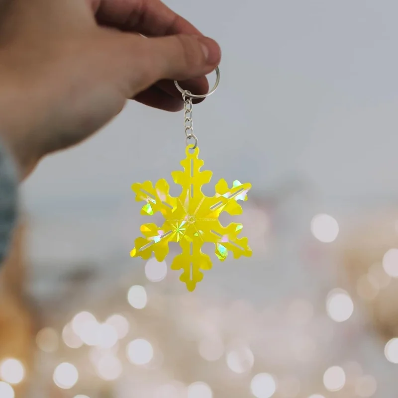 Colgante de copo de nieve holográfico, molde de silicona, llavero de copo de nieve láser, colgante de resina epoxi, joyería hecha a mano