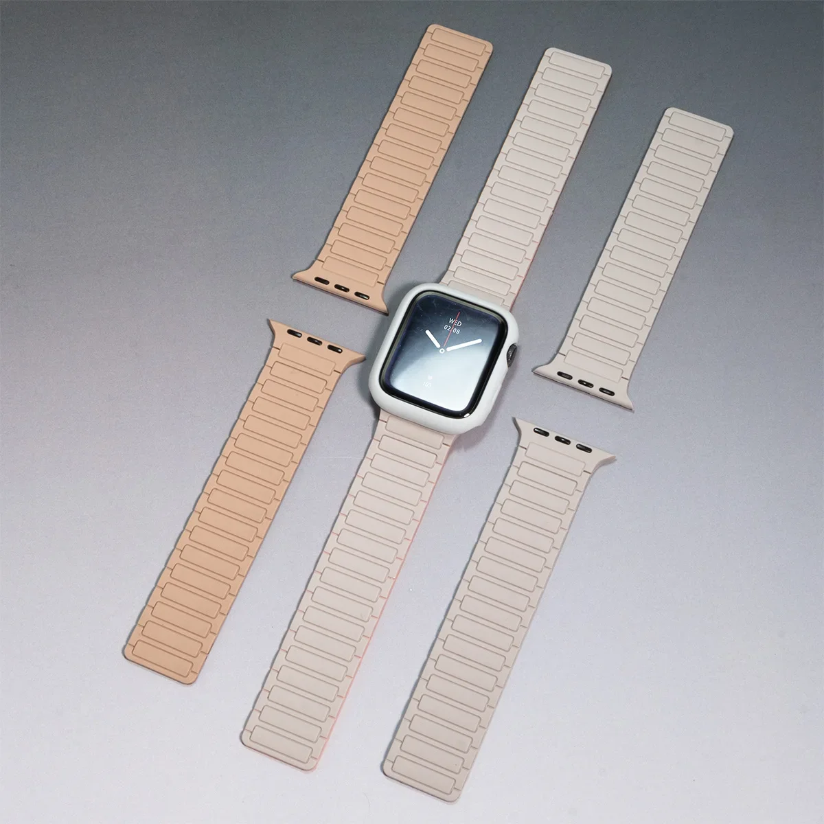 ห่วงแม่เหล็ก + กรณีTPUสําหรับApple Watch Band Ultra2 10 46 มม.49 44 45 มม.สร้อยข้อมือซิลิโคนสําหรับIWatch Series9 8 7 6 SE
