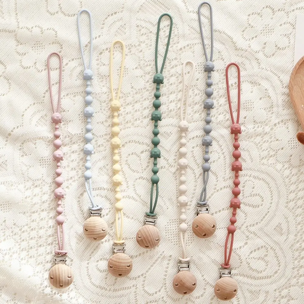 Food Grade Silicone Baby Pacifier Clips Anti-drop Lightweight Teether Teething Toy Durable Integrated Pacifier Holder Chain