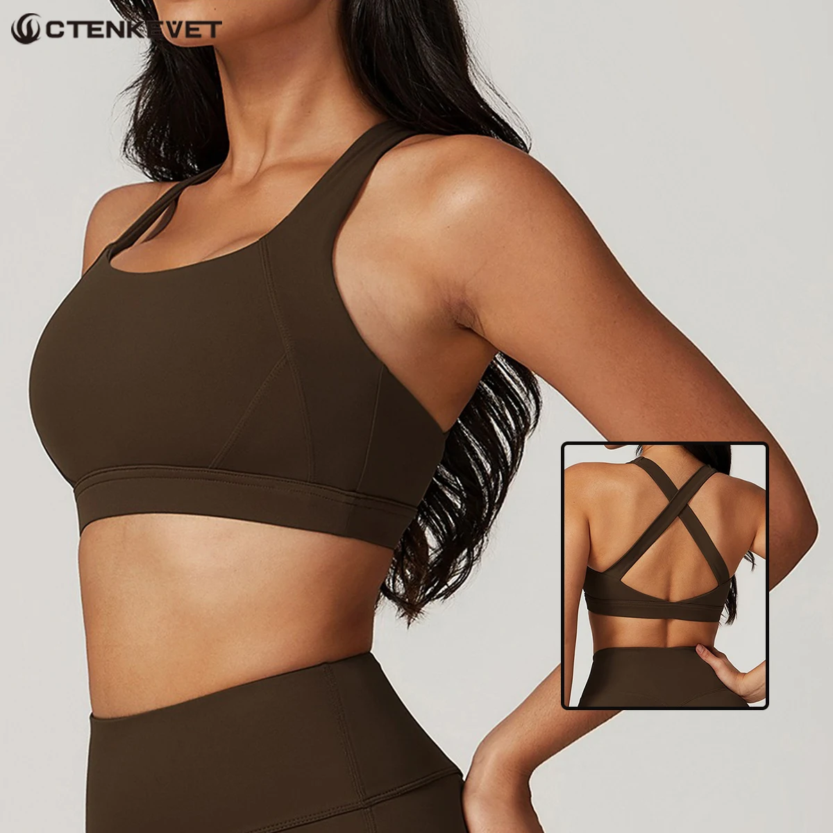 حمالة صدر رياضية للسيدات من Ctenkevet مقاومة للصدمات، سترة رياضية لليوجا، سترة جميلة من الخلف، قابلة للتنفس، سترة للجري