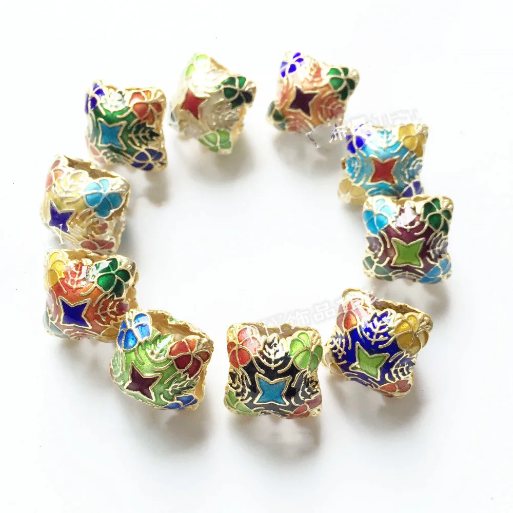 10pcs Fancy Cloisonne Filigree Jewelry Beads Enamel Copper Accessories DIY Charms Necklace Earrings Bracelets Jewellery Making