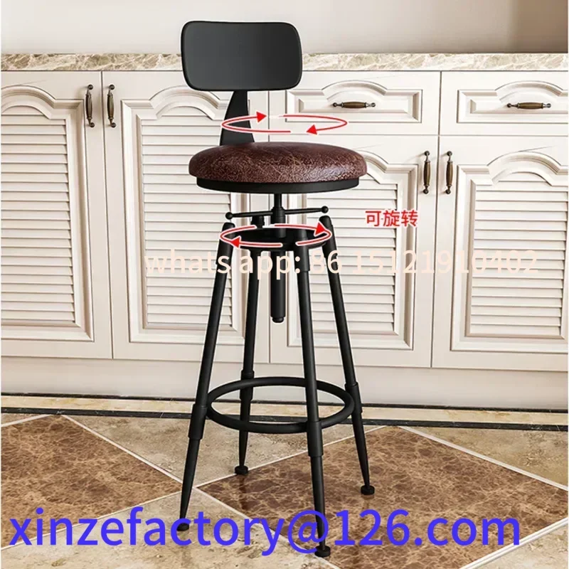 Cadeiras de jantar vintage personalizáveis, bancos de bar rotativos de elevação, assento alto de ferro, pintura de cozimento de alta temperatura, nórdico