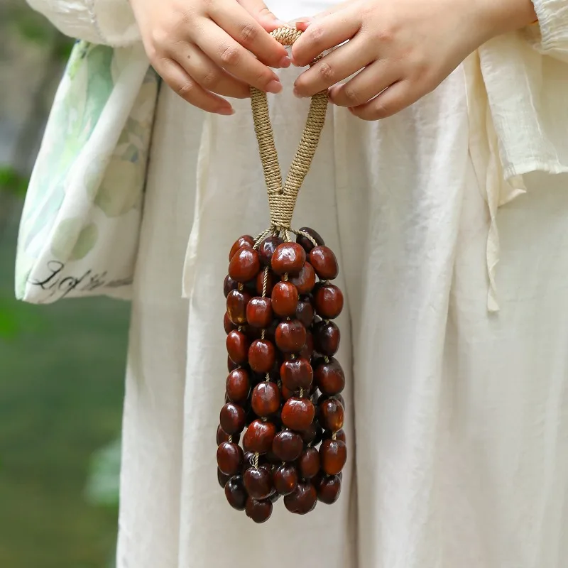 Sound Healing Hand Crank Bell Yoga Meditation Fruit Shell Bell Portable Hanging Hand Wind Chime Relax Diatonic Nutshell Bells