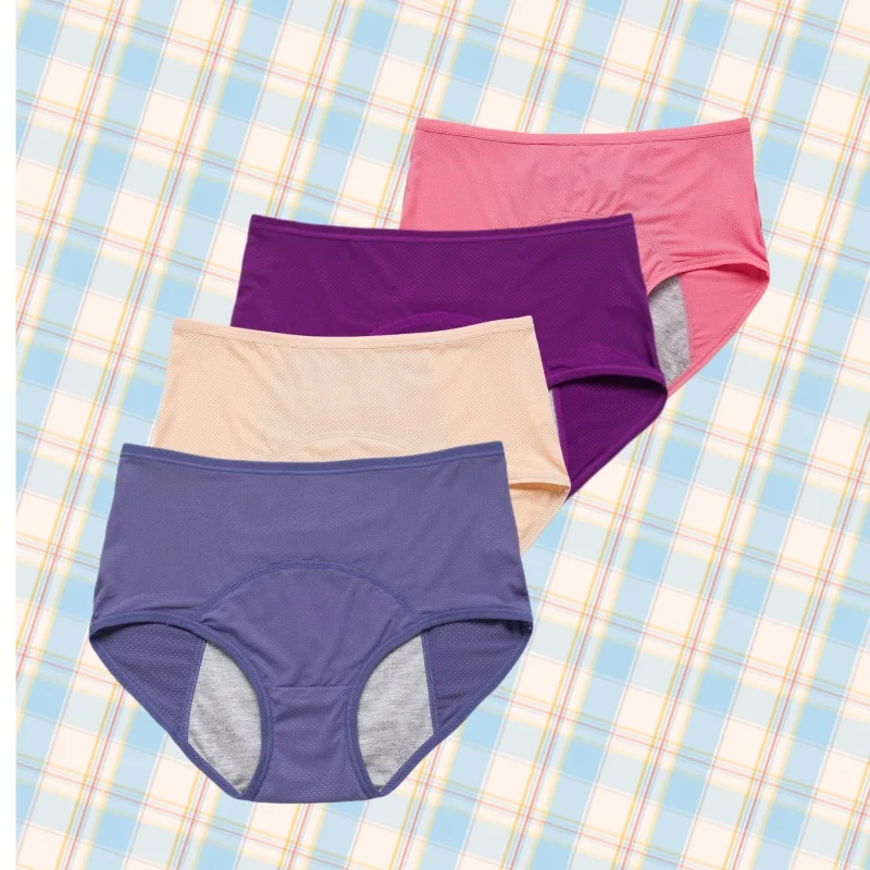 4 قطعة/المجموعة مانعة للتسرب المرأة الصحية الفسيولوجية منتصف الخصر سراويل الحيض فترة الملابس الداخلية الحرير الجليد الإناث ملخصات #1