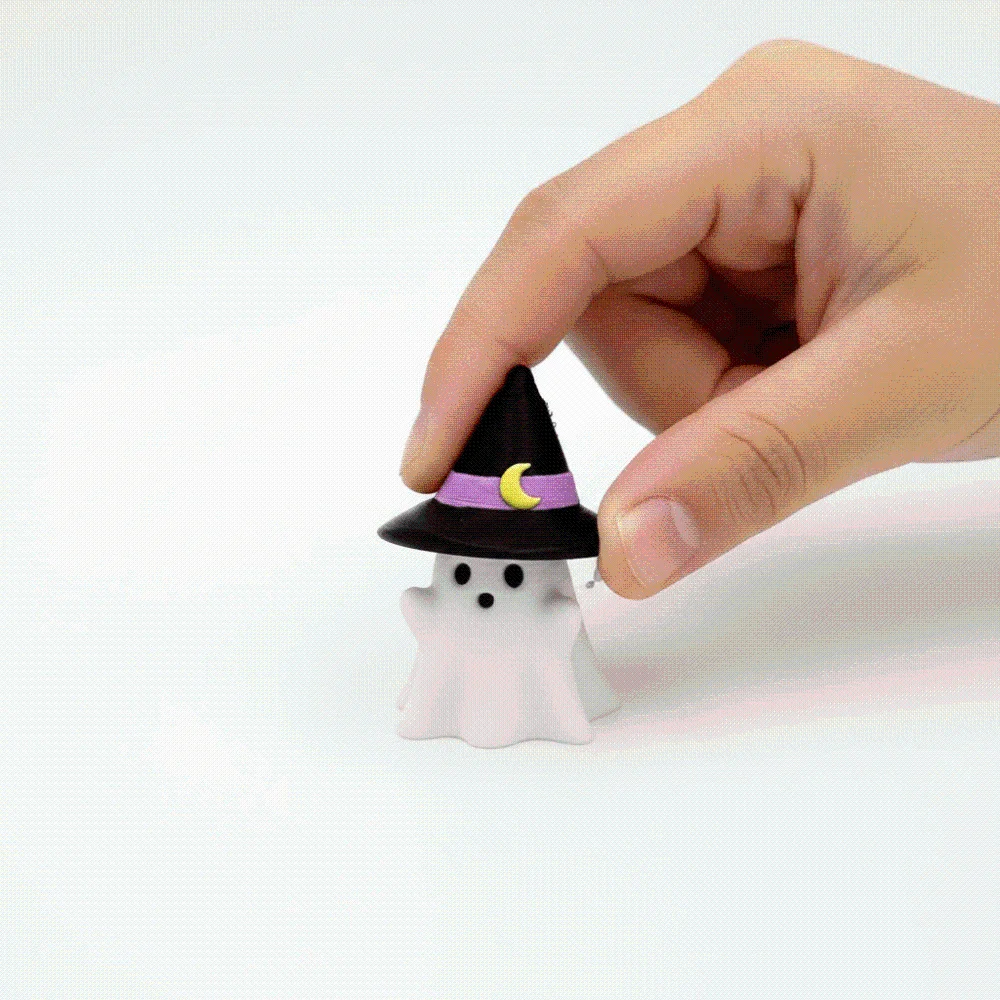 Miniature Halloween Ghost Key Chain Lightweight Durable 3D Printed Colorful Plastic Witch Cauldron Charm Cosplay Fans