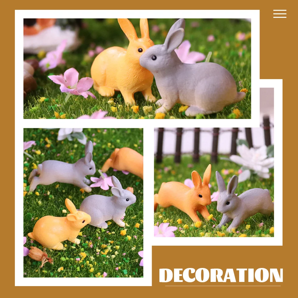 

4Pcs Charming Resin Rabbit Decorations Miniature Bunny Ornaments Home Garden Micro Landscape Miniature Rabbit Figurines