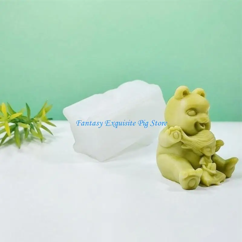 قالب شمع معطر على شكل حيوان وفتاة من السيليكون مصنوع يدويًا على شكل دب معطر #5