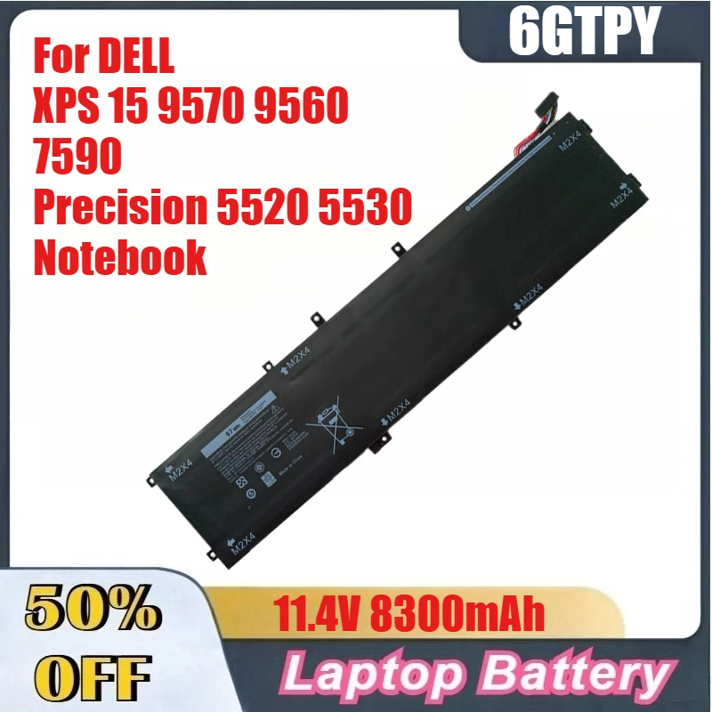 

11.4V 97WH 8300mAh 6GTPY High-Quality Laptop Batteries For DELL XPS 15 9570 9560 7590/Precision 5520 5530
