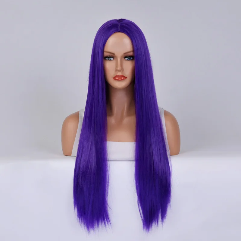 Lange gerade Cosplay-Perücke mit Mittelteil, Frau, Anime, Ombre, Hallowmas, Lolita, synthetische Perücke, rosa, rot, hitzebeständiges Haar – Detail 11