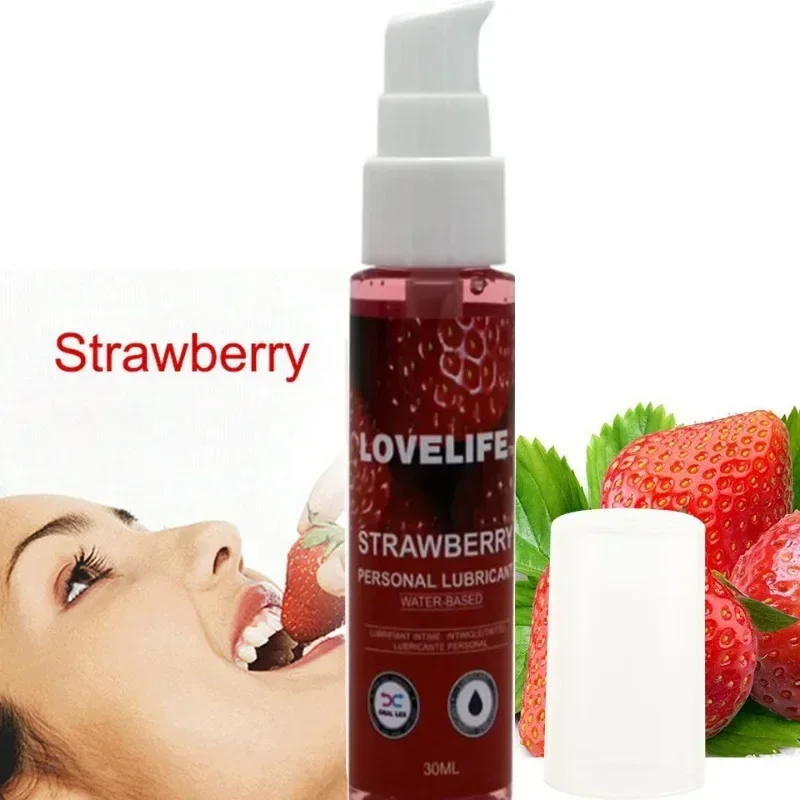 30ml Strawberry Flavor Edible Lubricant for Anal Vaginal Oral Sex Silicone Lubricating Oil Adult Sex Products Body Massage Gel