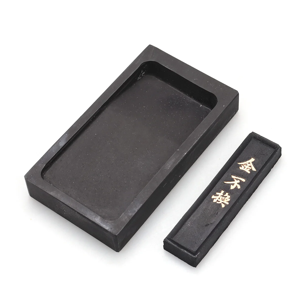 

2Pcs 5 Inch Natural Inkstone Traditional Chinese Calligraphy Accessory Beautiful Wavy Stone for Color Adjustment