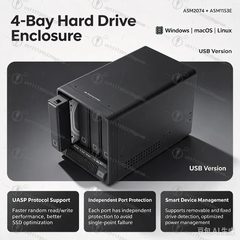 Aliexpress 4 Bay Hard Drive Enclosure, 10Gbps USB / Mini SAS 8643 Option, External 3.5" SATA HDD RAID Storage Box, Plug & Play - Aliexpress Deal